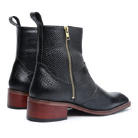 Godfather Series Men’s Pointed Cuban Heel Suede Leather Chain Boots