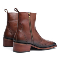 Godfather Series Men’s Pointed Cuban Heel Suede Leather Chain Boots