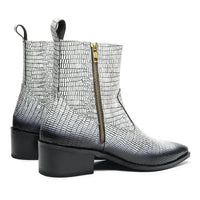 Godfather Series Men’s Pointed Textured Cuban Heel Leather Chain Boots - DYNOGEM